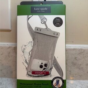 kate spade Silver Glitter Waterproof Phone Pouch with Shoulder Strap